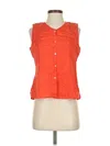 Eileen Fisher Sleeveless Button Down Shirt In Orange