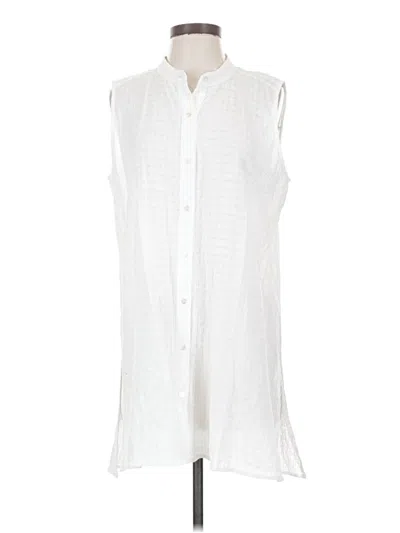Pre-owned Eileen Fisher Sleeveless Button Down Shirt In White