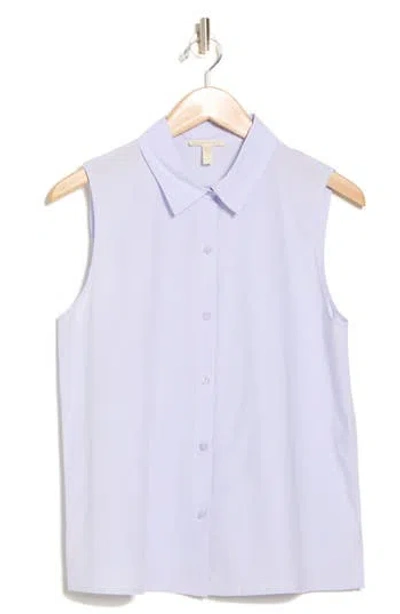 Eileen Fisher Sleeveless Button-up Shirt In Wisteria