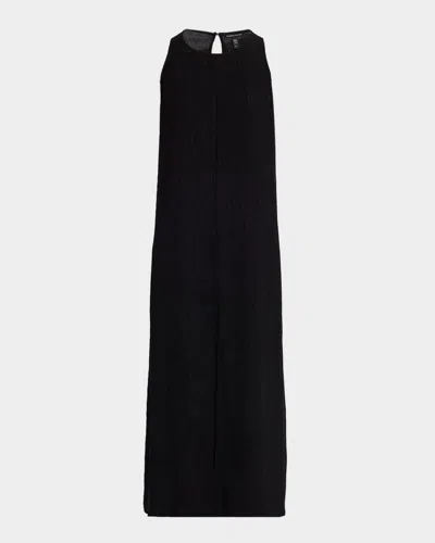 Eileen Fisher Sleeveless Crinkled Maxi Shift Dress In Black