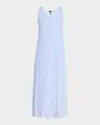 Eileen Fisher Sleeveless Crinkled Silk Midi Dress