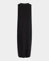 Eileen Fisher Jersey Shift Midi Dress In Black