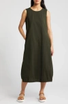 Eileen Fisher Lantern Dress In Seaweed