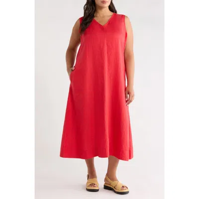 Eileen Fisher Sleeveless Linen Dress In Pink