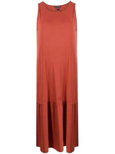 Eileen Fisher Sleeveless Lyocell Midi Dress In Red
