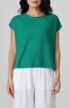 Eileen Fisher Boxy Short-sleeve Crewneck Top In Sea Star