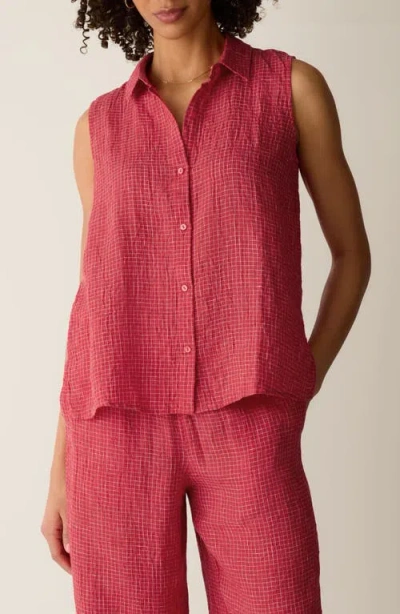 Eileen Fisher Sleeveless Organic Linen Shirt In Pink
