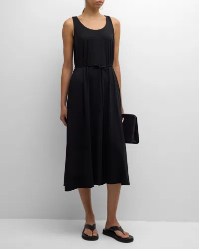 Eileen Fisher Sleeveless Scoop-neck Jersey Midi Dress In Black