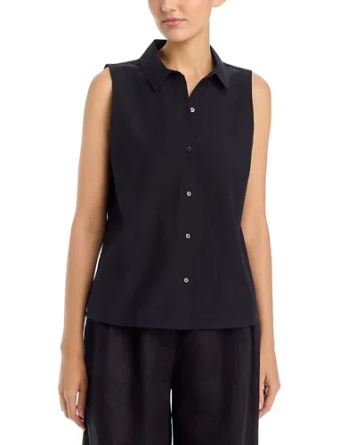 Eileen Fisher Organic Handkerchief Linen Sleeveless Shirt In Black