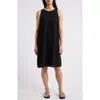 Eileen Fisher Sleeveless Georgette Crepe Midi Tank Dress In Black