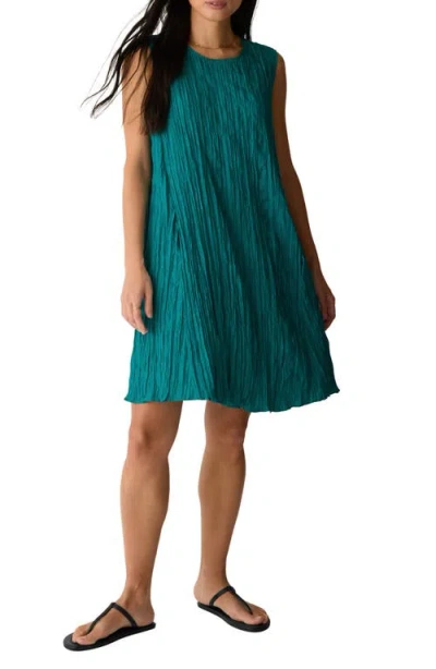 Eileen Fisher Sleeveless Silk A-line Dress In Blue