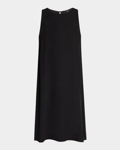 EILEEN FISHER SLEEVELESS SILK GEORGETTE CREPE MIDI DRESS