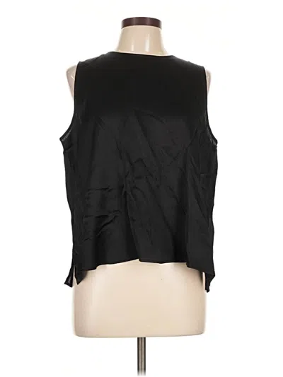Pre-owned Eileen Fisher Sleeveless Silk Top Black One Shoulder Neckline Tops
