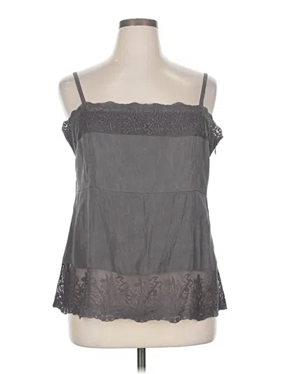 Pre-owned Eileen Fisher Sleeveless Silk Top Gray Strapless Neckline Tops