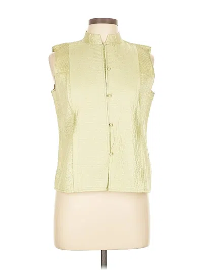 Pre-owned Eileen Fisher Sleeveless Silk Top Green High Neck Tops