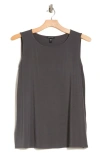 Eileen Fisher Sleeveless Silk Tunic In Meteor