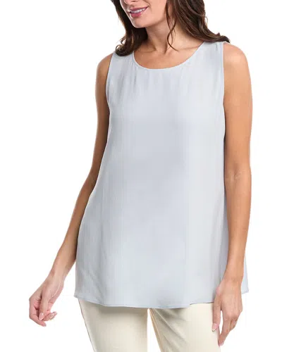 Eileen Fisher Sleeveless Silk Tunic Tank In Blue