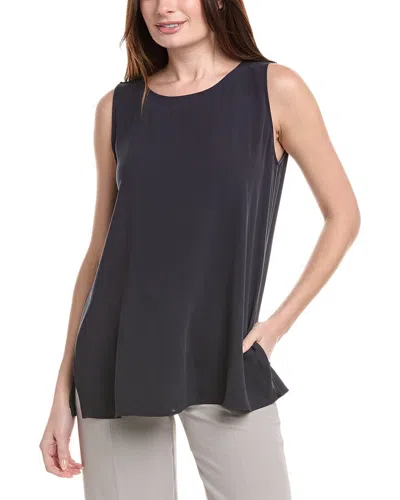 Eileen Fisher Sleeveless Silk Tunic Tank In Blue