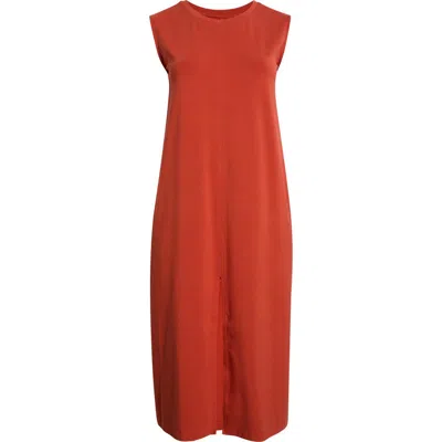 Eileen Fisher Sleeveless Stretch Cotton Jersey Midi Dress In Orange