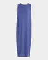 Eileen Fisher Round Neck Oval Stretch Sleeveless Midi Dress