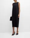 Eileen Fisher Jersey Shift Midi Dress In Black