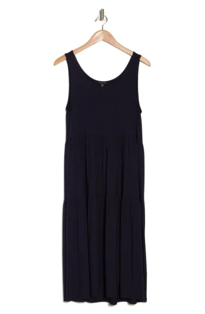 Eileen Fisher Sleeveless Tiered Jersey Midi Dress In Midnight