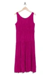 Eileen Fisher Sleeveless Tiered Silk Maxi Dress In Cerise