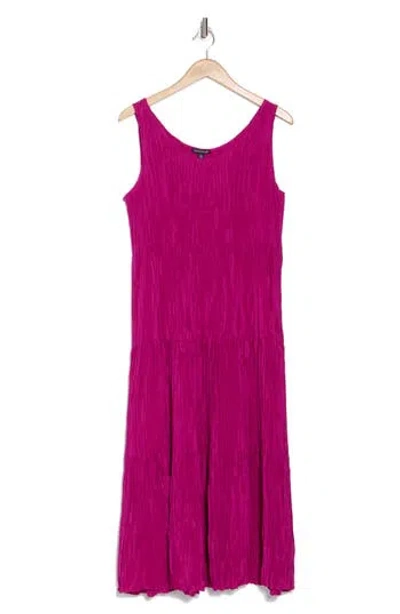 Eileen Fisher Sleeveless Tiered Silk Maxi Dress In Cerise