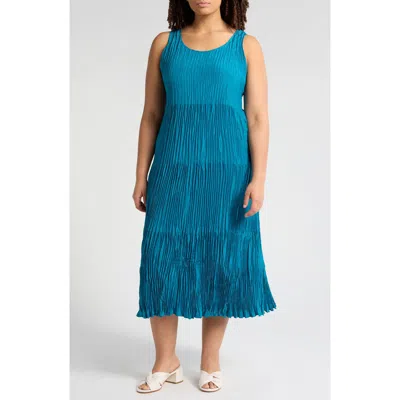 Eileen Fisher Sleeveless Tiered Silk Maxi Dress In Dragonfly