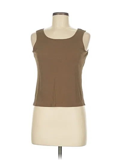 Pre-owned Eileen Fisher Sleeveless Top Brown Solid Pattern Scoop Neck Tops