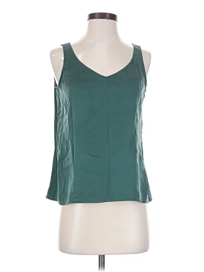 Pre-owned Eileen Fisher Sleeveless Top Teal Solid Pattern Scoop Neck Tops