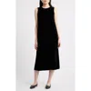 Eileen Fisher V-neck Sleeveless Velvet Dress In Black