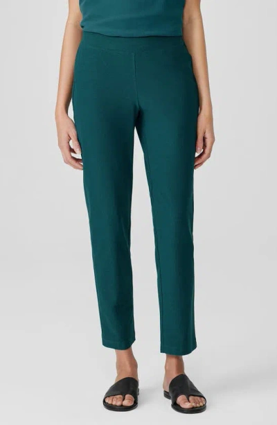 Eileen Fisher Slim Ankle Stretch Crepe Pants In Aegean