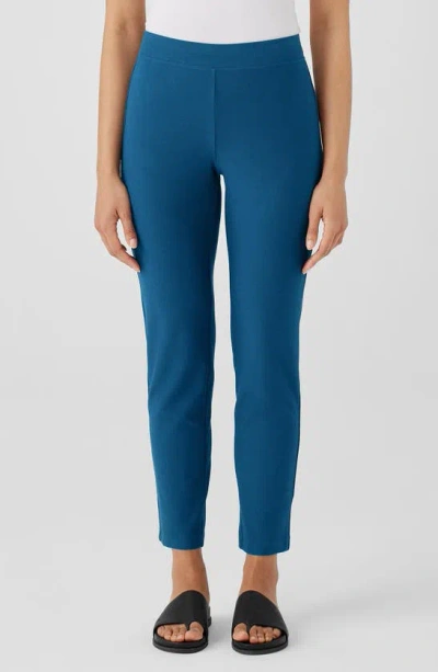 Eileen Fisher Slim Ankle Stretch Crepe Pants In Atlantis