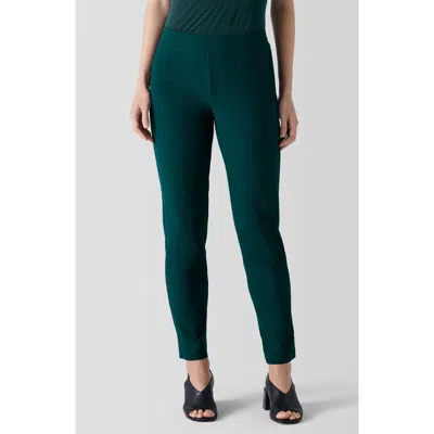 Eileen Fisher Slim Ankle Stretch Crepe Trousers In Fir