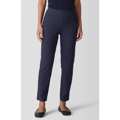 Eileen Fisher Slim Ankle Stretch Crepe Pants In Ink