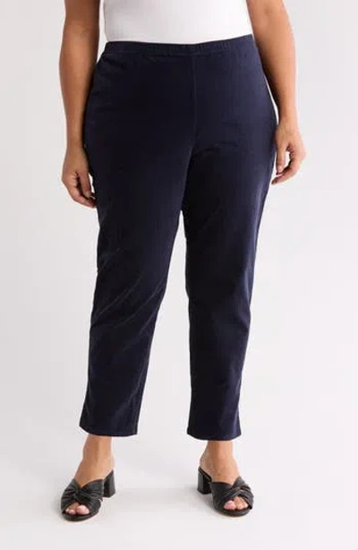 Eileen Fisher Slim Ankle Velveteen Pants In Blue