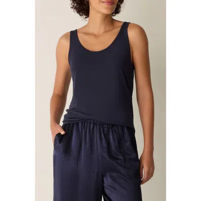 Eileen Fisher Stretch Silk Jersey Scoop Neck Tank In Black
