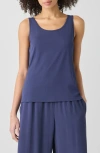 Eileen Fisher Scoop Neck Slim Fit Silk Tank Top In Bluette