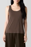 Eileen Fisher Slim Fit Scoop Neck Silk Tank In Wren