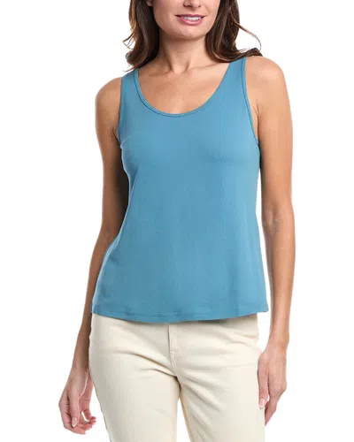 Eileen Fisher Slim Silk Tank In Blue