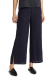 Eileen Fisher Silk Straight-leg Ankle Pants In Nocturne