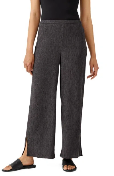 Eileen Fisher Slit Hem Plissé Ankle Pants In Taupe