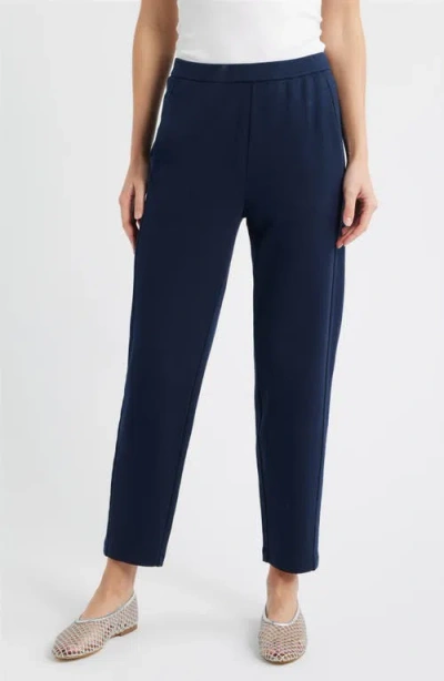 Eileen Fisher Slouch Organic Cotton Ankle Pants In Blue