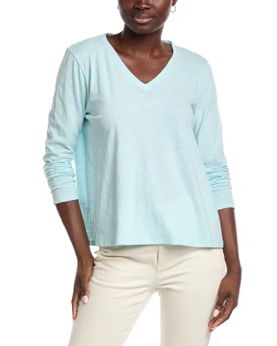 Eileen Fisher Slubby Jersey T-shirt In Blue