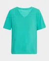 Eileen Fisher Easy V-neck Organic Cotton T-shirt In Jade