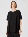 Eileen Fisher Slubby Organic Cotton Jewel Neck Sleep Tee In Black