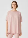 Eileen Fisher Slubby Organic Cotton Jewel Neck Sleep Tee In Pink