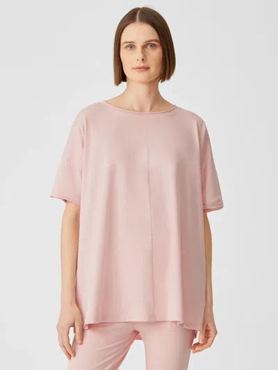 Eileen Fisher Slubby Organic Cotton Jewel Neck Sleep Tee In Pink