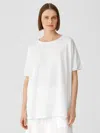 Eileen Fisher Slubby Organic Cotton Jewel Neck Sleep Tee In White